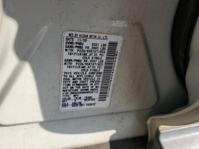 2006 Nissan Murano Sl VIN: JN8AZ08W96W508710 Lot: 53836504