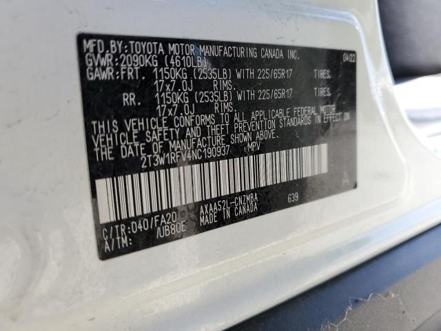 2022 Toyota Rav4 Xle VIN: 2T3W1RFV4NC190937 Lot: 55158694