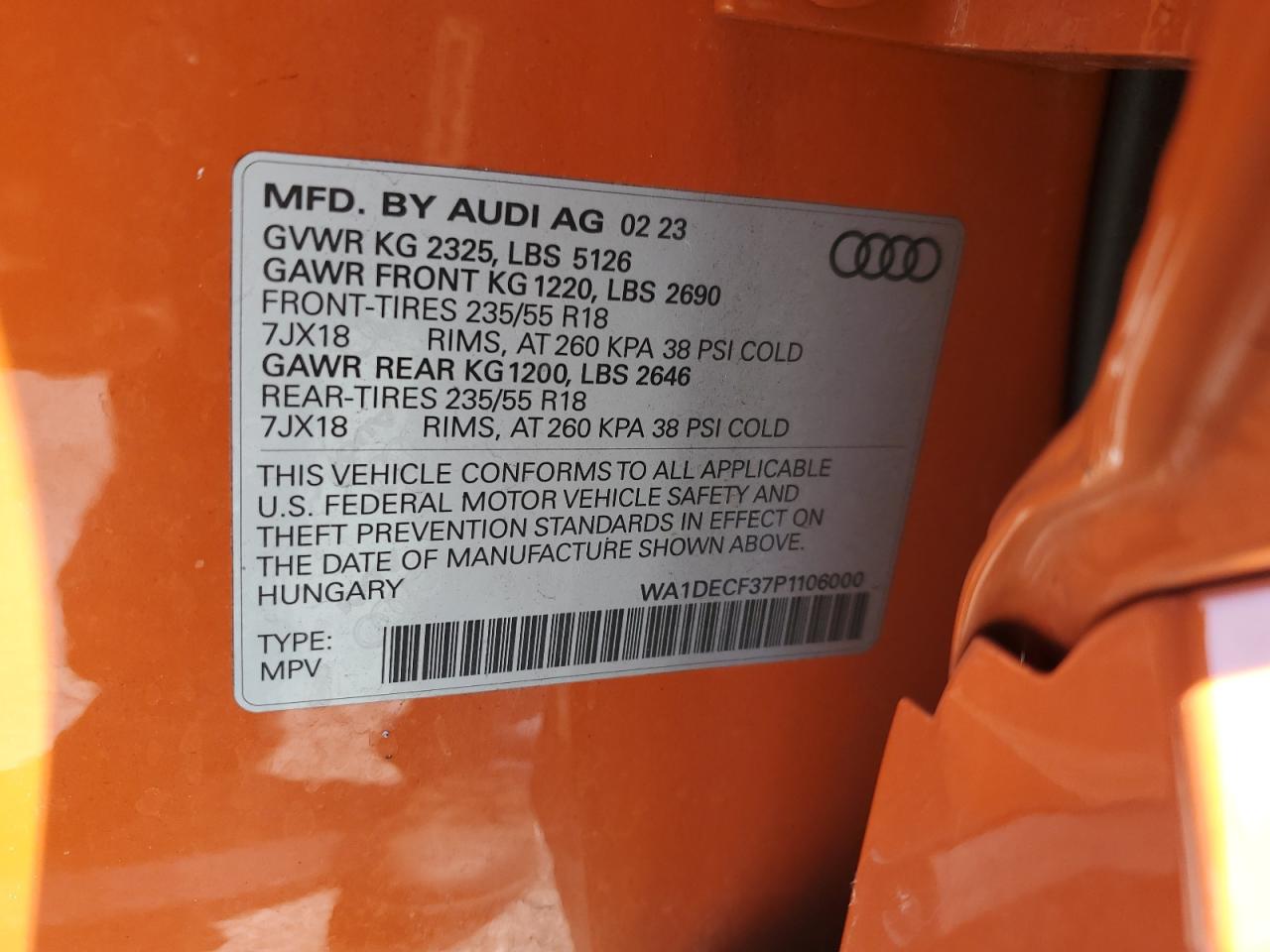 WA1DECF37P1106000 2023 Audi Q3 Premium S Line 45