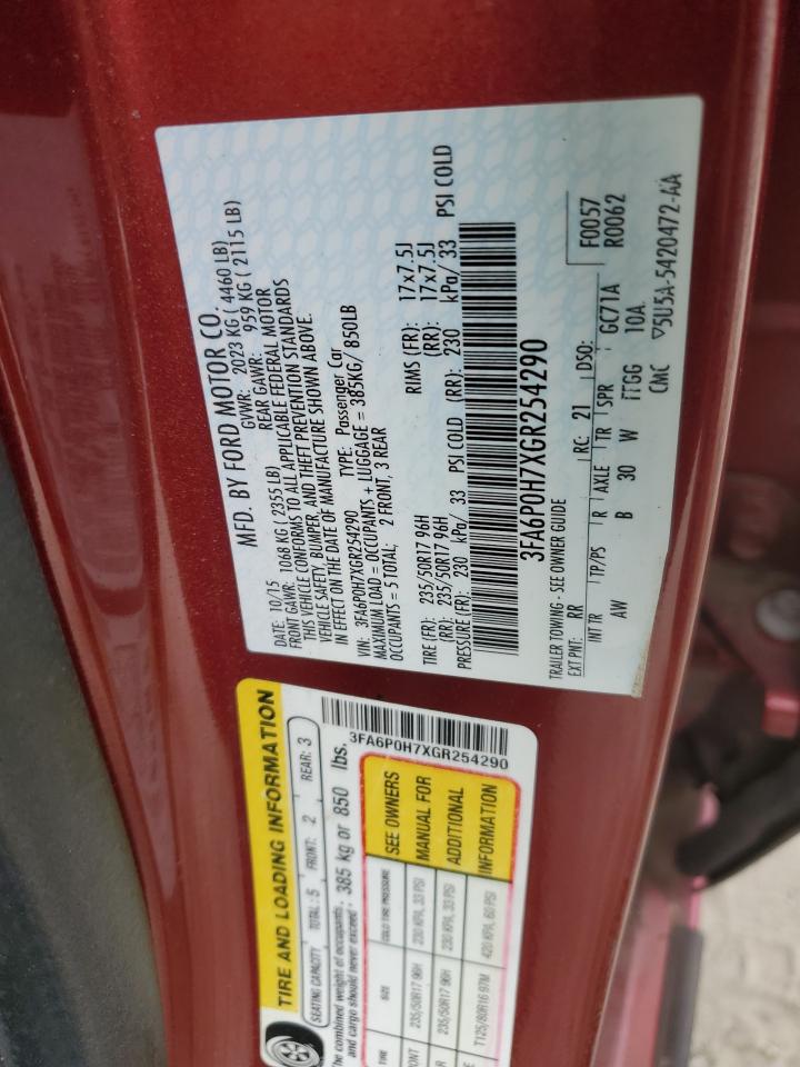 3FA6P0H7XGR254290 2016 Ford Fusion Se