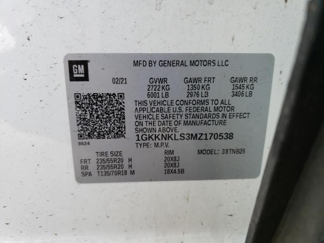 2021 GMC Acadia Sle VIN: 1GKKNKLS3MZ170538 Lot: 56424864