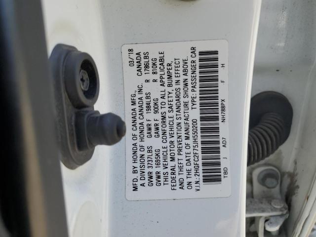 2018 Honda Civic Ex VIN: 2HGFC2F75JH550200 Lot: 54757644