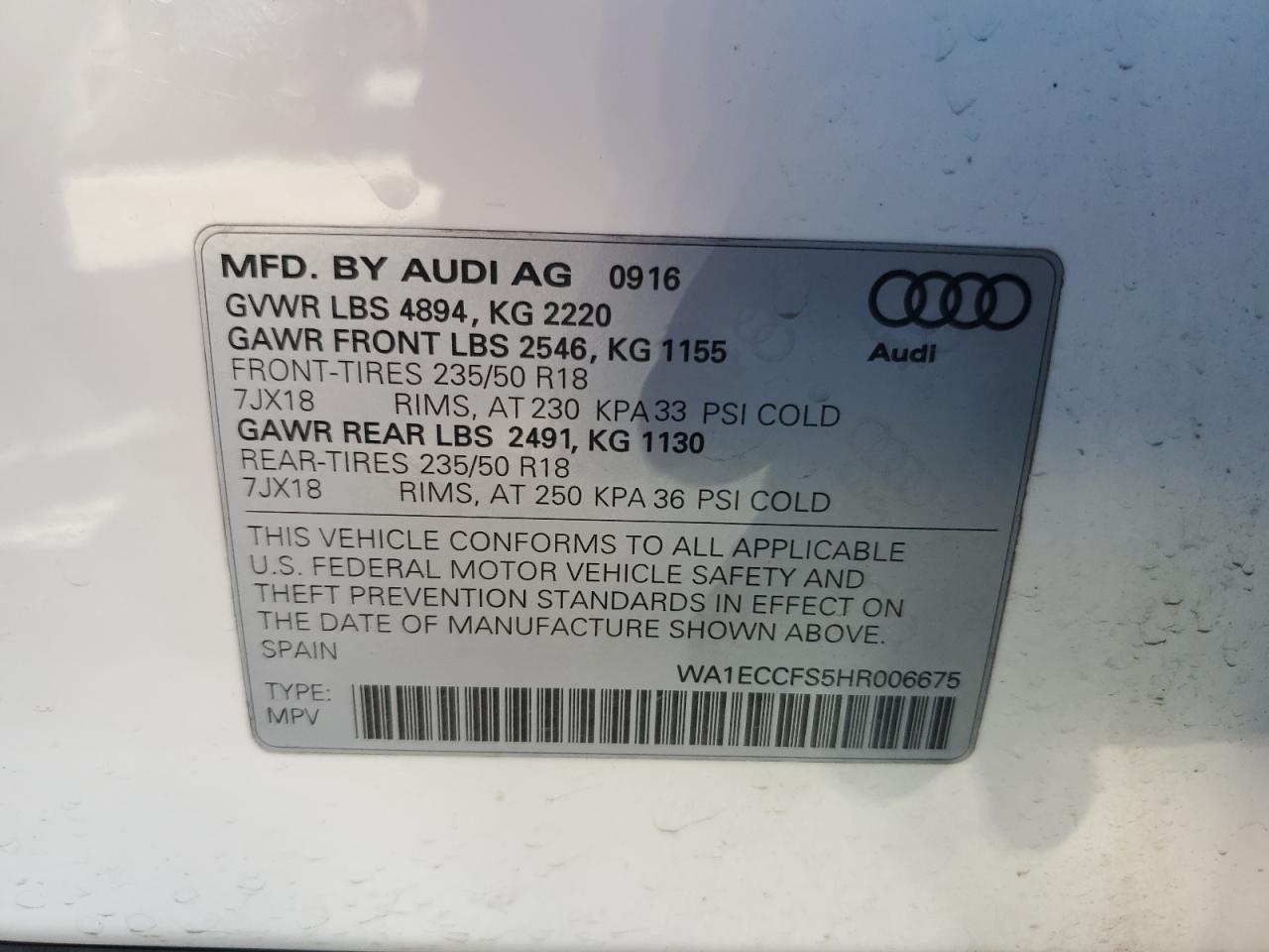 WA1ECCFS5HR006675 2017 Audi Q3 Premium