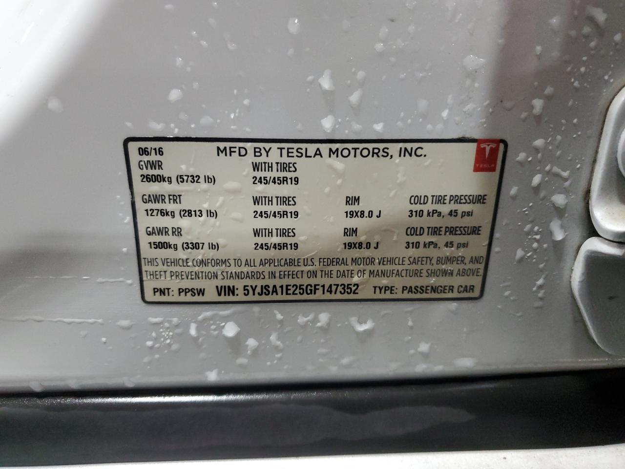 5YJSA1E25GF147352 2016 Tesla Model S