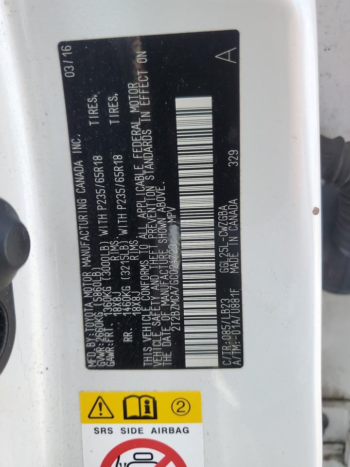 2T2BZMCA7GC024723 2016 Lexus Rx 350 Base