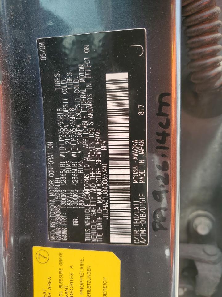 JTJHA31U840067340 2004 Lexus Rx 330