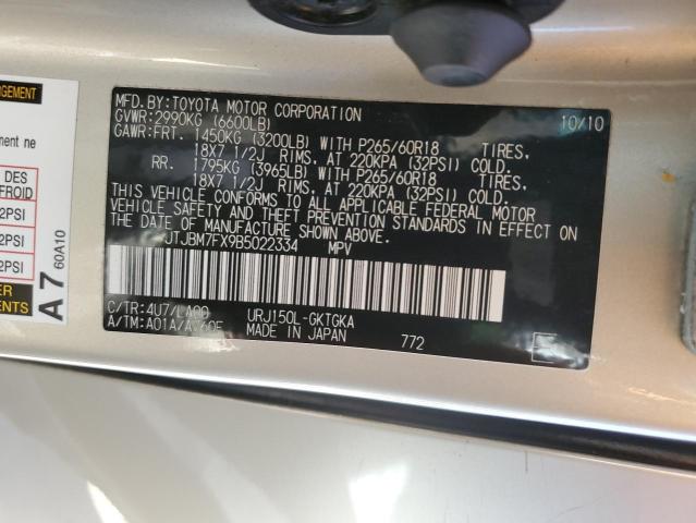 2011 Lexus Gx 460 VIN: JTJBM7FX9B5022334 Lot: 55493944