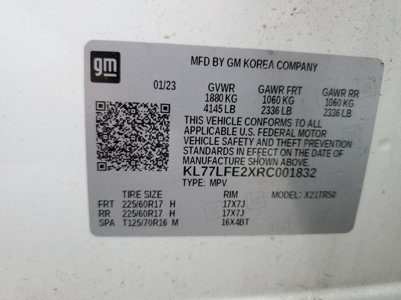 KL77LFE2XRC001832 2024 Chevrolet Trax Ls