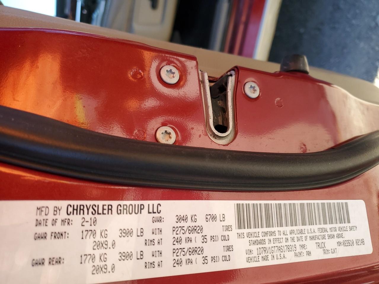 1D7RV1GT7AS178319 2010 Dodge Ram 1500