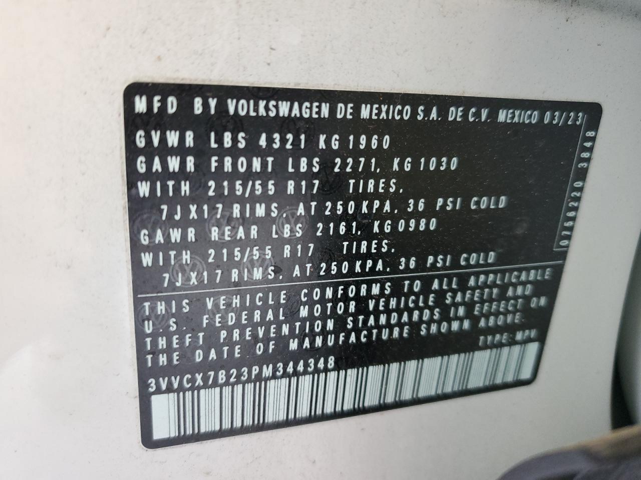 3VVCX7B23PM344348 2023 Volkswagen Taos S