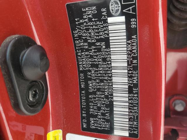 2011 Toyota Corolla Base VIN: 2T1BU4EE4BC649656 Lot: 55219604