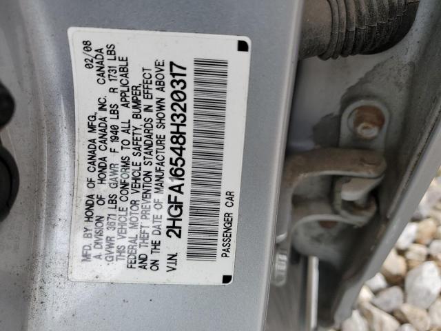 2008 Honda Civic Lx VIN: 2HGFA16548H320317 Lot: 55295104