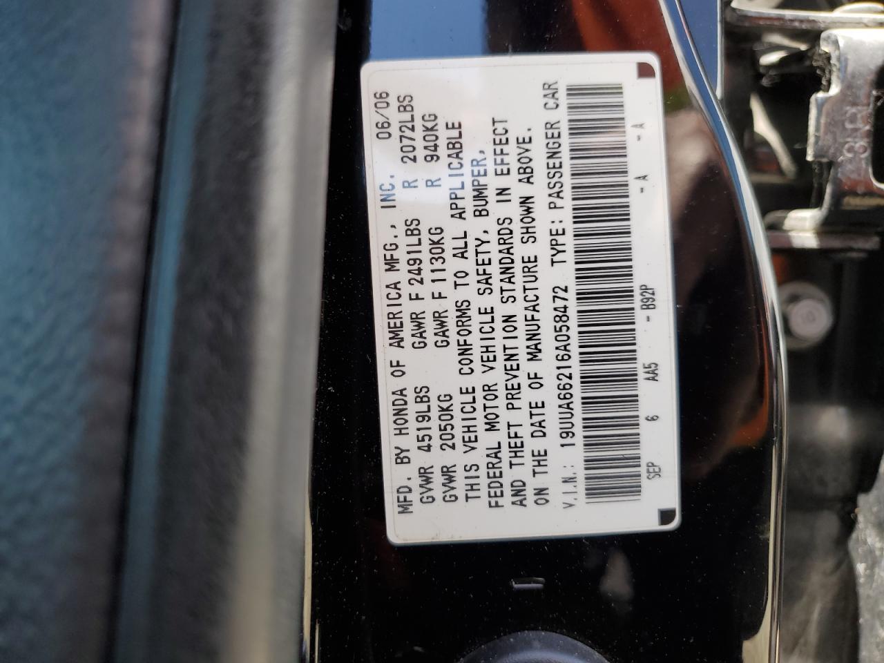 19UUA66216A058472 2006 Acura 3.2Tl