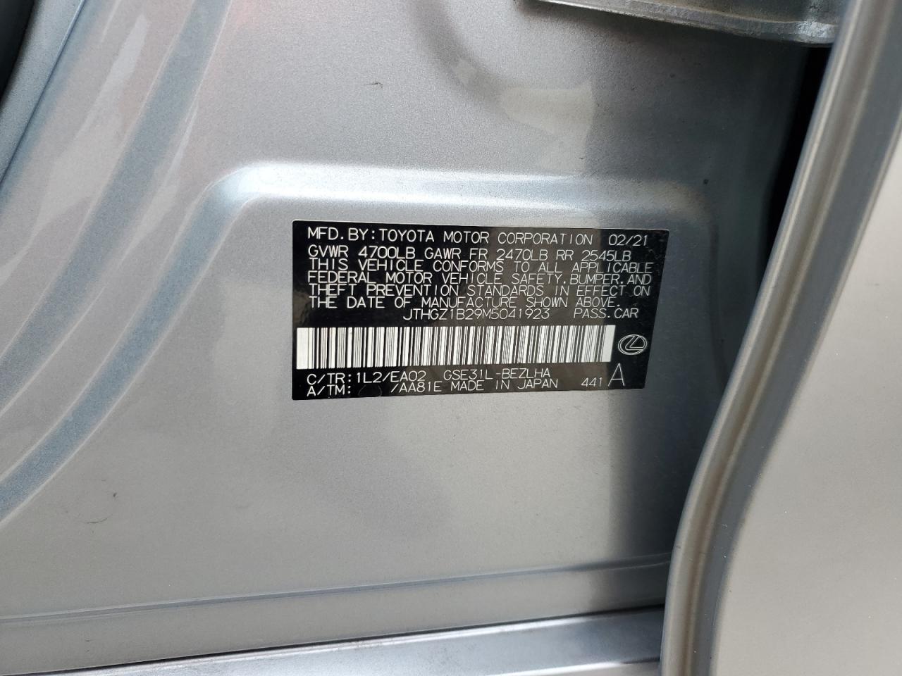 JTHGZ1B29M5041923 2021 Lexus Is 350 F-Sport