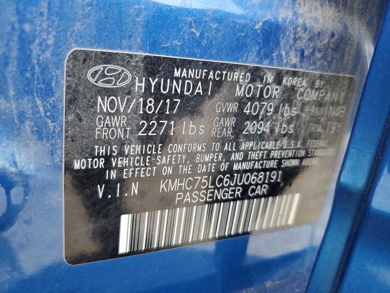 KMHC75LC6JU068191 2018 Hyundai Ioniq Sel