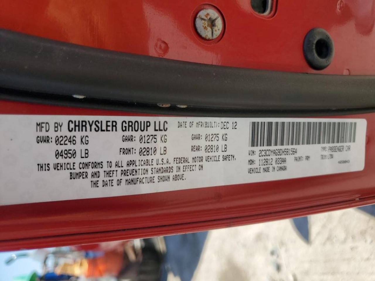 2C3CDYAG9DH581564 2013 Dodge Challenger Sxt