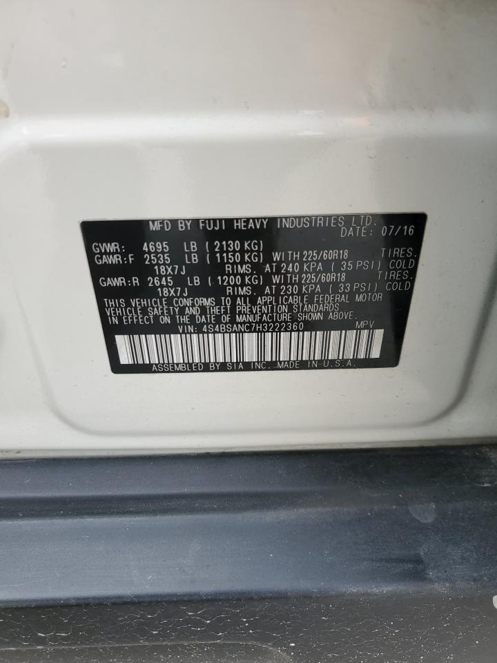 4S4BSANC7H3222360 2017 Subaru Outback 2.5I Limited