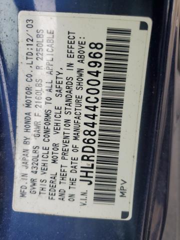 2004 Honda Cr-V Lx VIN: JHLRD68444C004968 Lot: 56224054