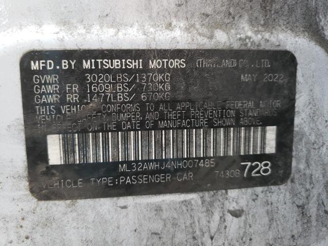 2022 Mitsubishi Mirage Se VIN: ML32AWHJ4NH007485 Lot: 55526124