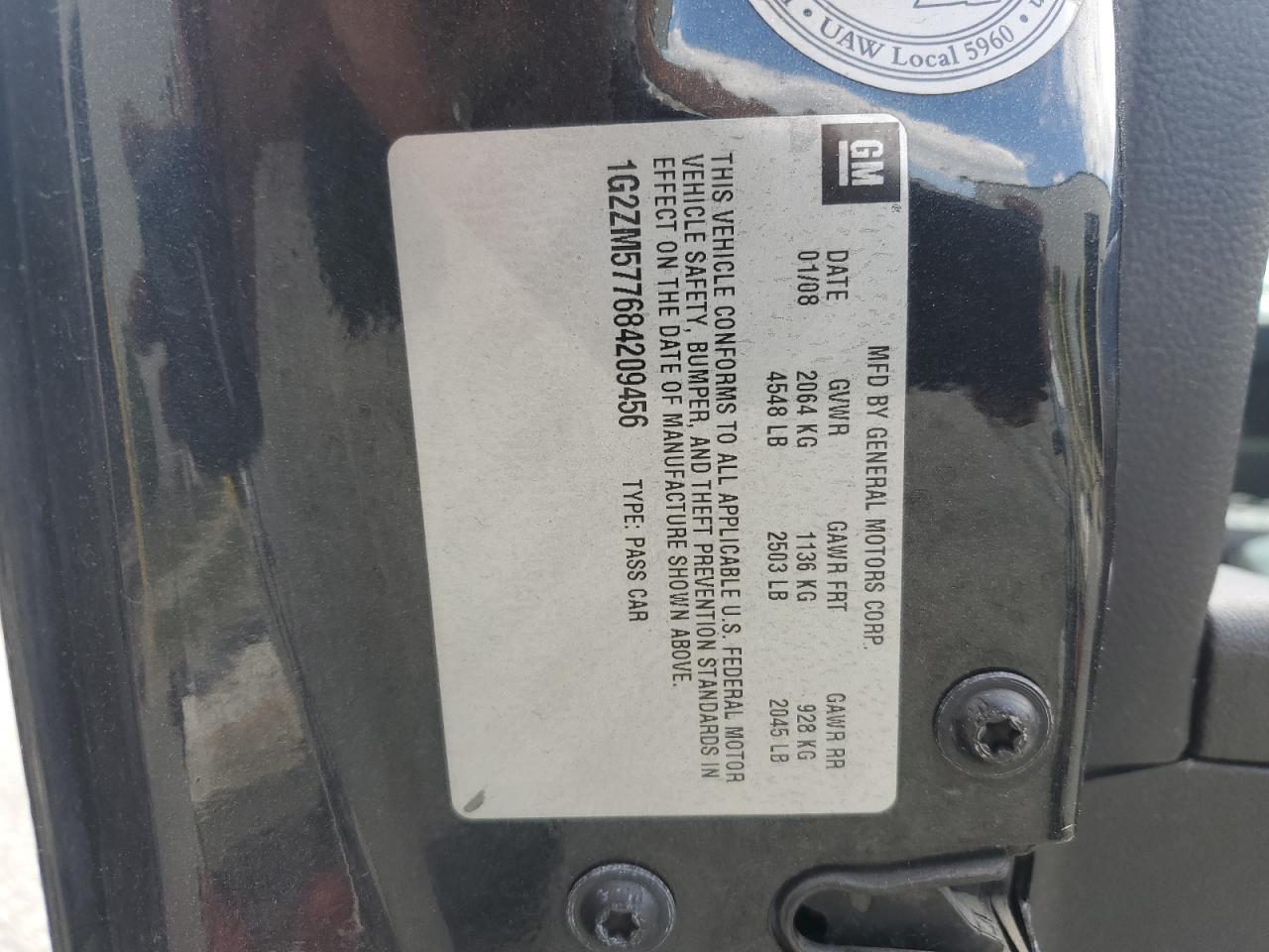 1G2ZM577684209456 2008 Pontiac G6 Gxp