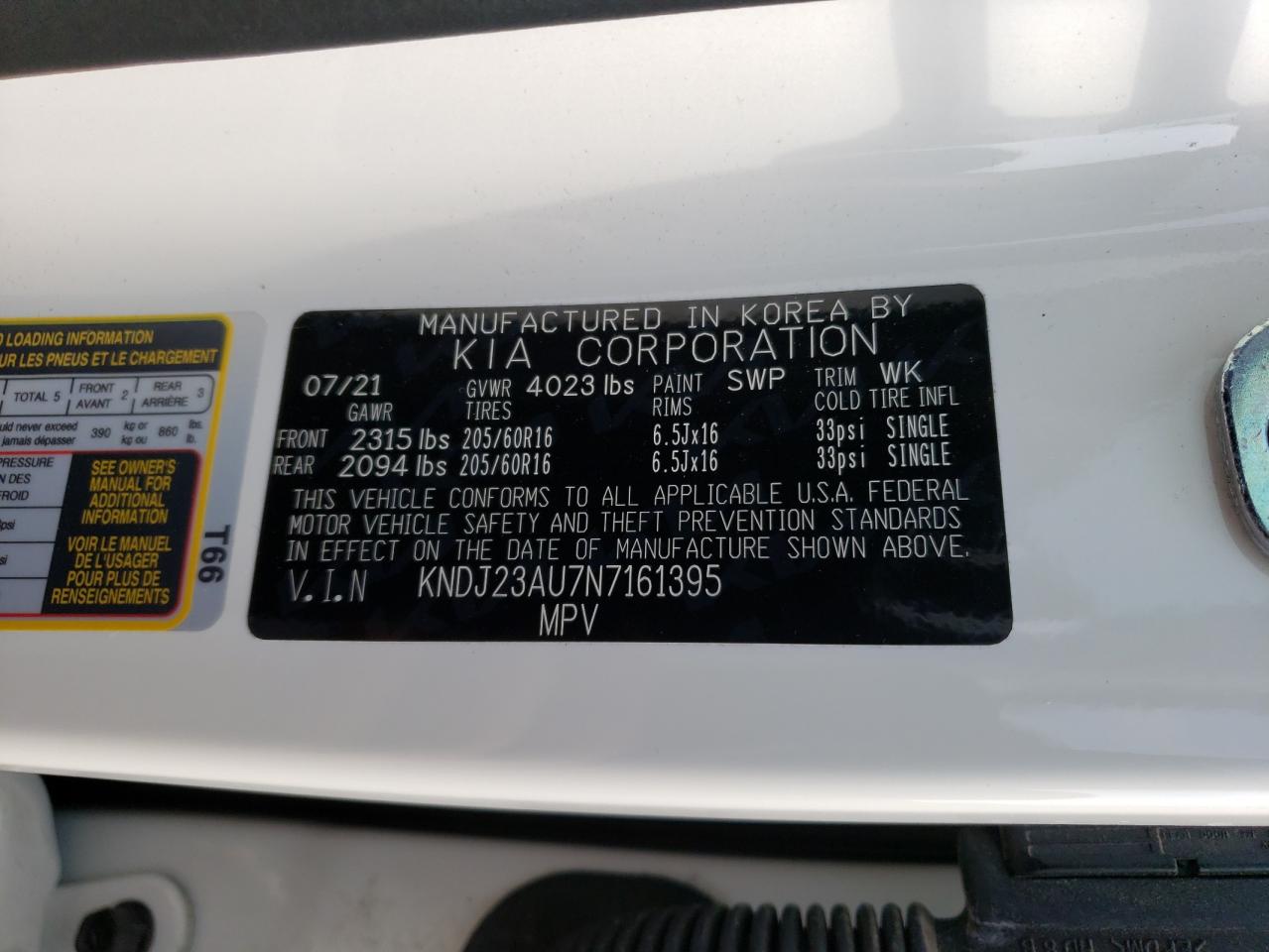 KNDJ23AU7N7161395 2022 Kia Soul Lx