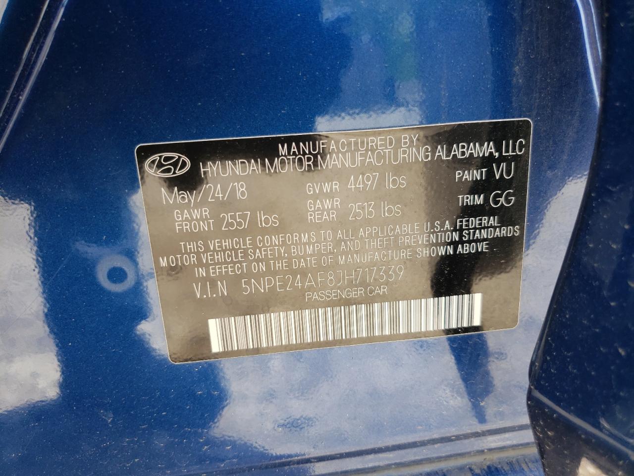 5NPE24AF8JH717339 2018 Hyundai Sonata Se