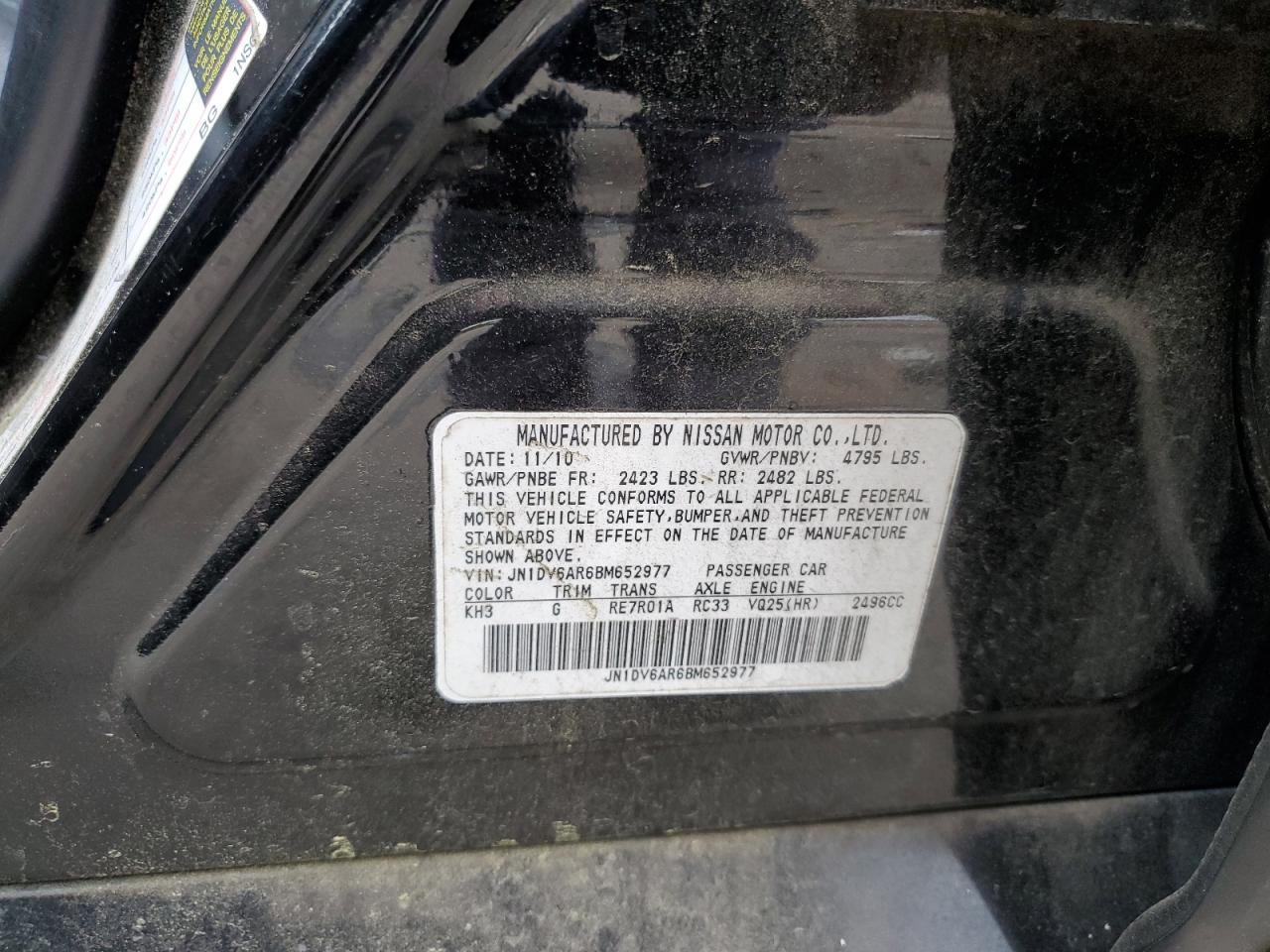 JN1DV6AR6BM652977 2011 Infiniti G25