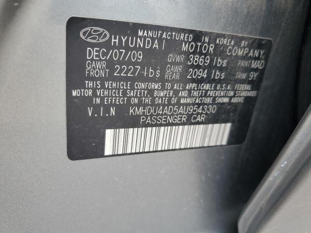 2010 Hyundai Elantra Blue VIN: KMHDU4AD5AU954330 Lot: 53943274