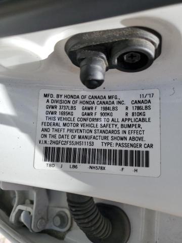 2018 Honda Civic Lx VIN: 2HGFC2F55JH511153 Lot: 54269344