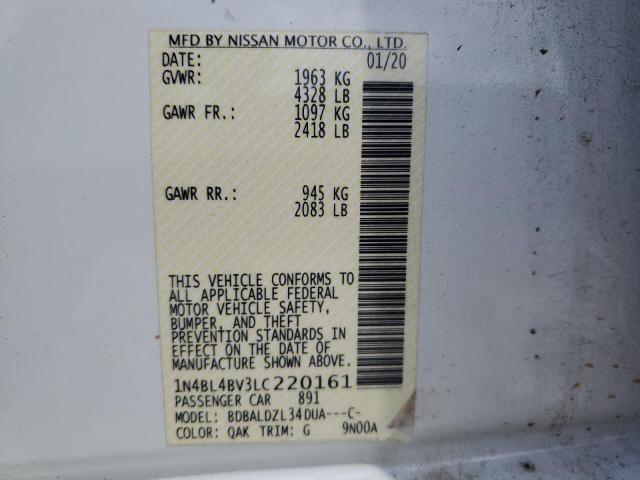 2020 Nissan Altima S VIN: 1N4BL4BV3LC220161 Lot: 53607554