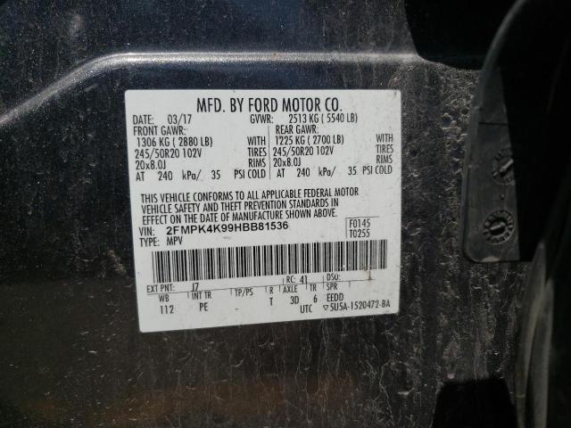 2017 Ford Edge Titanium VIN: 2FMPK4K99HBB81536 Lot: 55529394