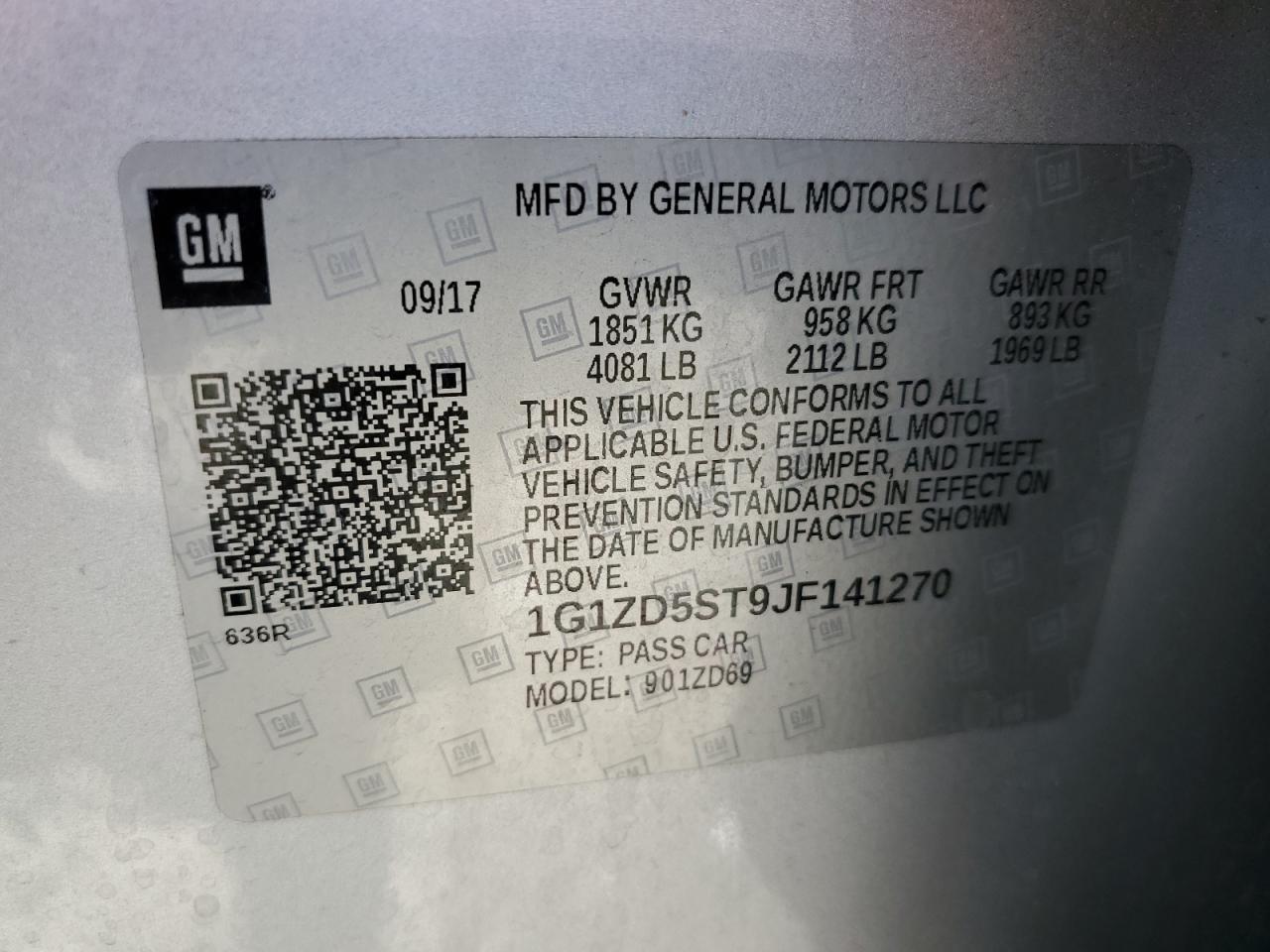 1G1ZD5ST9JF141270 2018 Chevrolet Malibu Lt