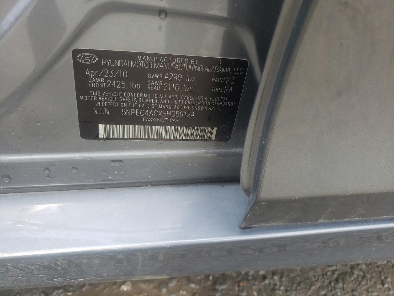 5NPEC4ACXBH059124 2011 Hyundai Sonata Se