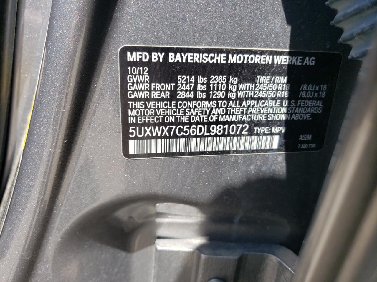 5UXWX7C56DL981072 2013 BMW X3 xDrive35I