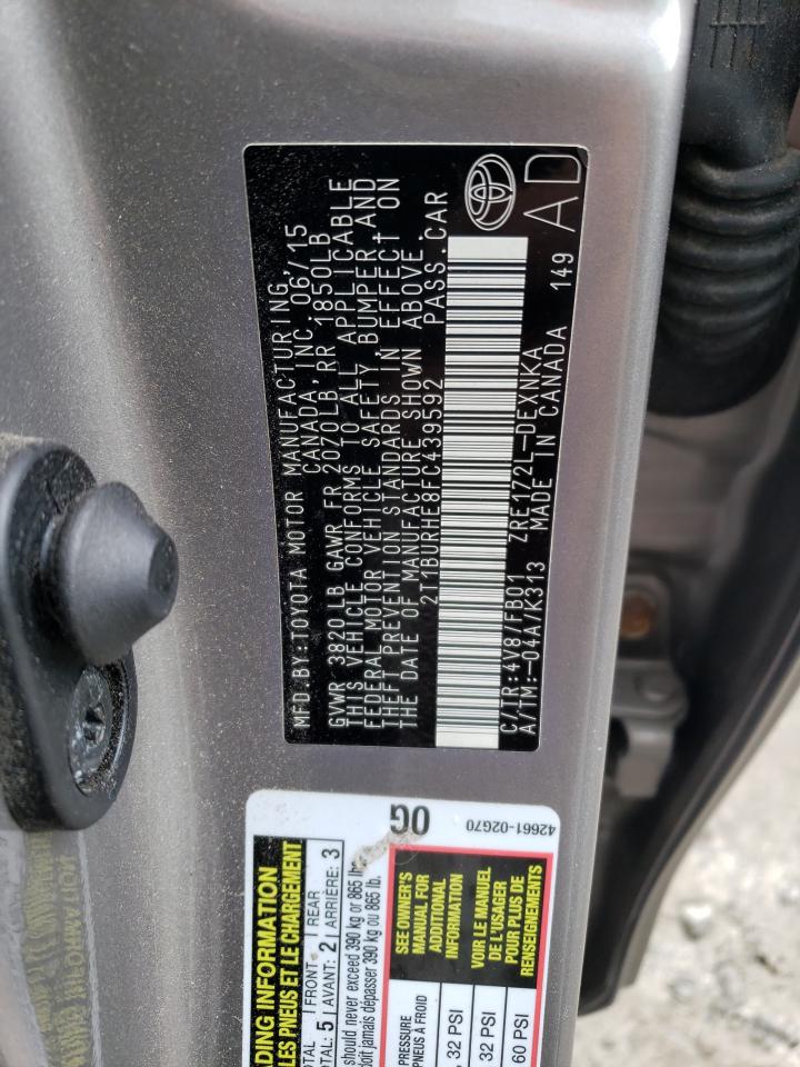 2T1BURHE8FC439592 2015 Toyota Corolla L