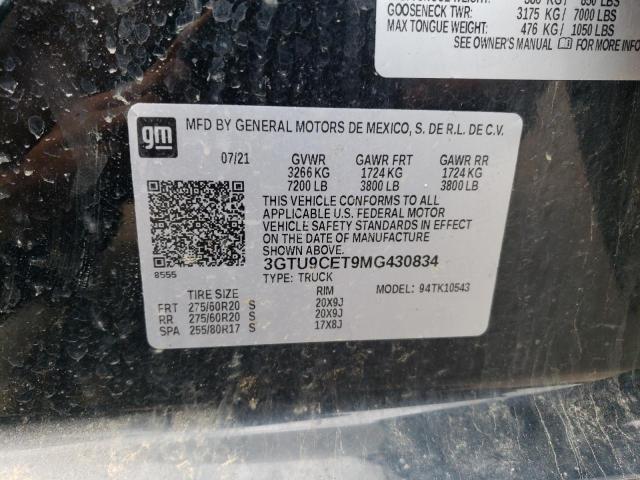 2021 GMC Sierra K1500 Elevation VIN: 3GTU9CET9MG430834 Lot: 54917924