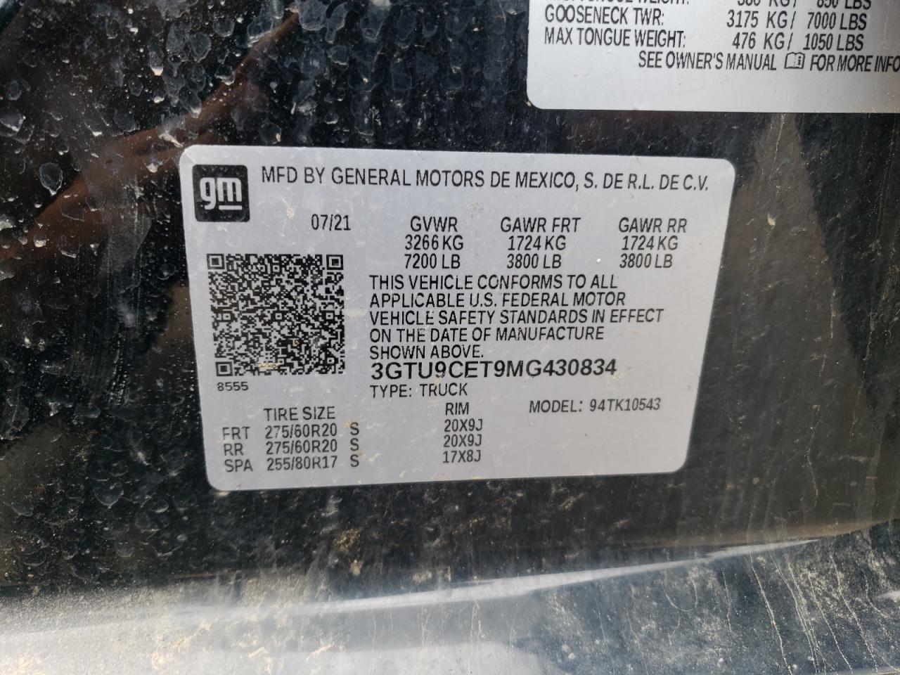3GTU9CET9MG430834 2021 GMC Sierra K1500 Elevation