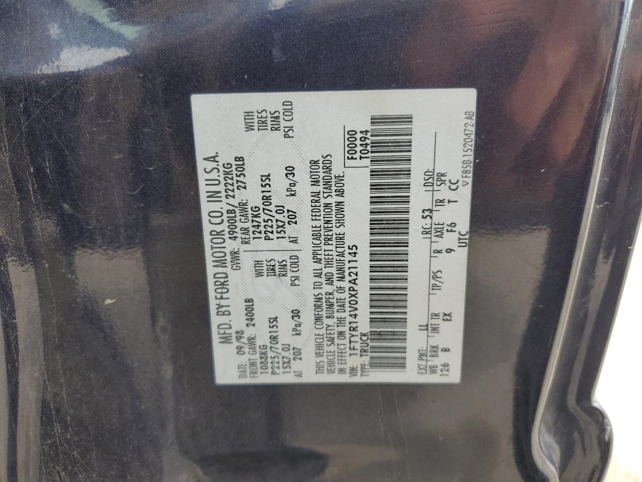 1FTYR14V0XPA21145 1999 Ford Ranger Super Cab