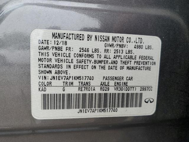 2019 Infiniti Q50 Luxe VIN: JN1EV7AP1KM517740 Lot: 54827434