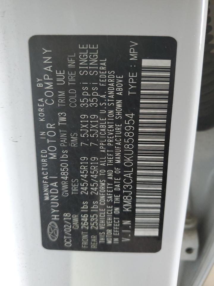 KM8J3CAL0KU858954 2019 Hyundai Tucson Limited