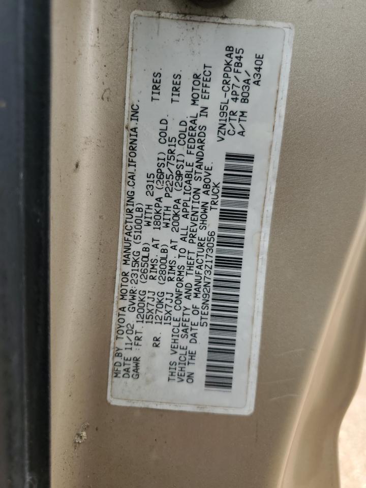 5TESN92N73Z173056 2003 Toyota Tacoma Xtracab Prerunner