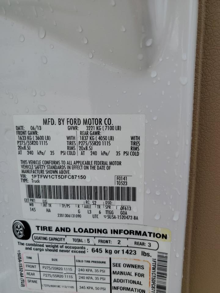 1FTFW1CT5DFC87150 2013 Ford F150 Supercrew