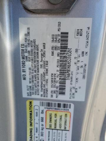 2017 Ford Mustang VIN: 1FA6P8TH6H5310504 Lot: 55272384