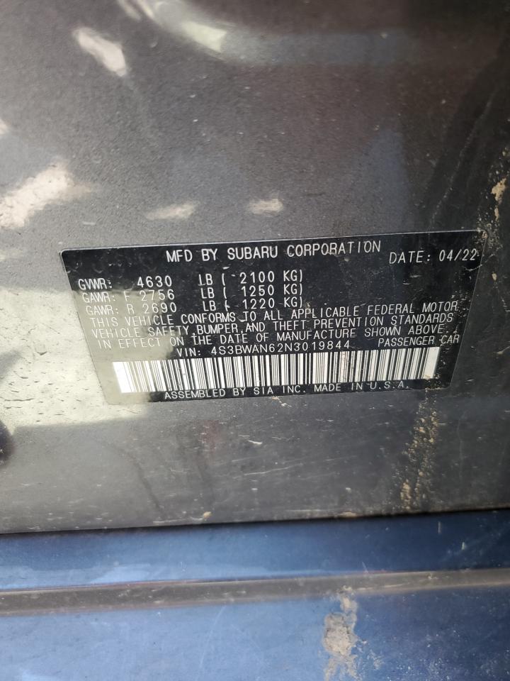 4S3BWAN62N3019844 2022 Subaru Legacy Limited