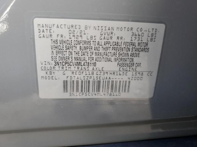 2021 Nissan Kicks Sv VIN: 3N1CP5CV4ML478110 Lot: 53992444