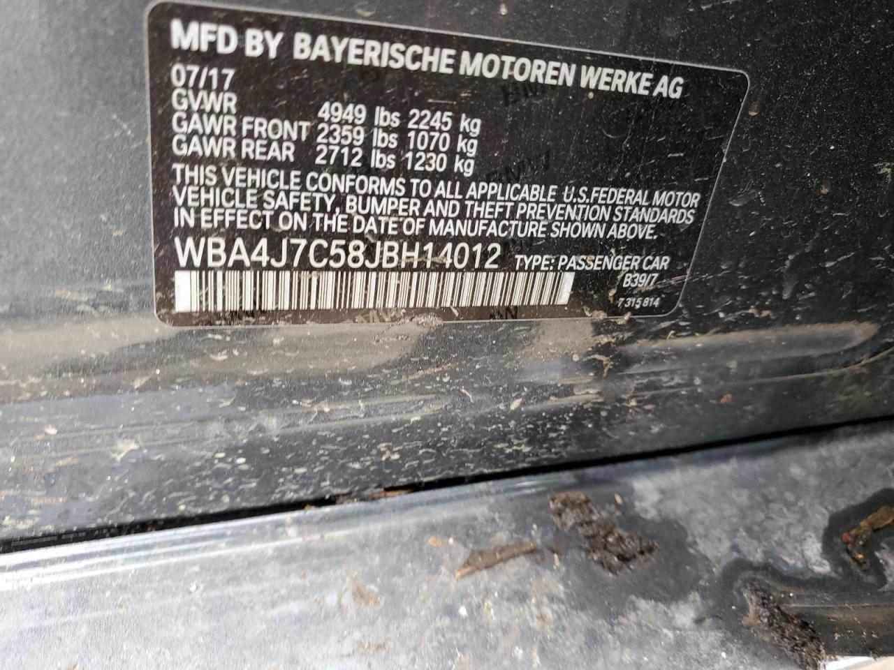 WBA4J7C58JBH14012 2018 BMW 440Xi Gran Coupe