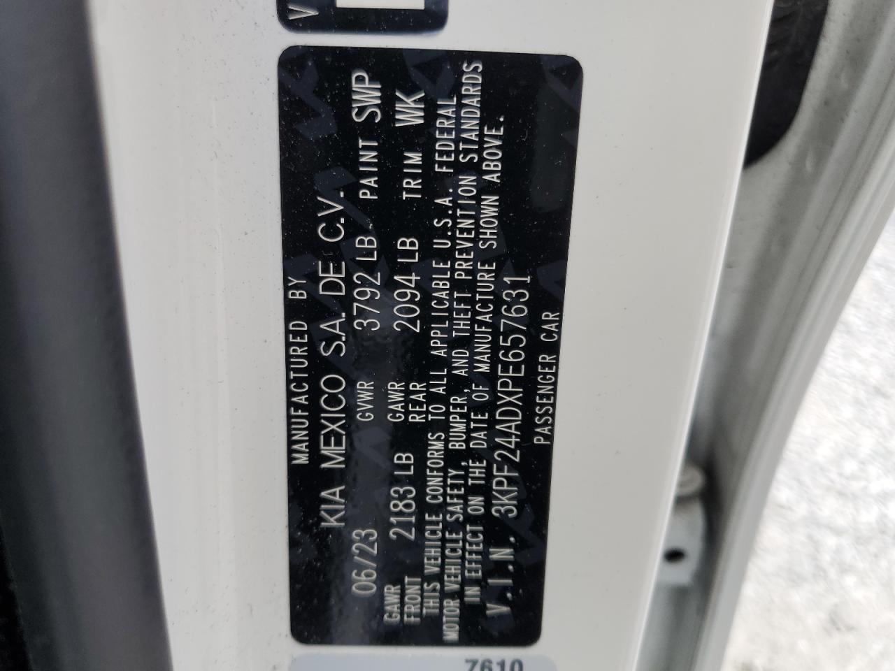 3KPF24ADXPE657631 2023 Kia Forte Lx