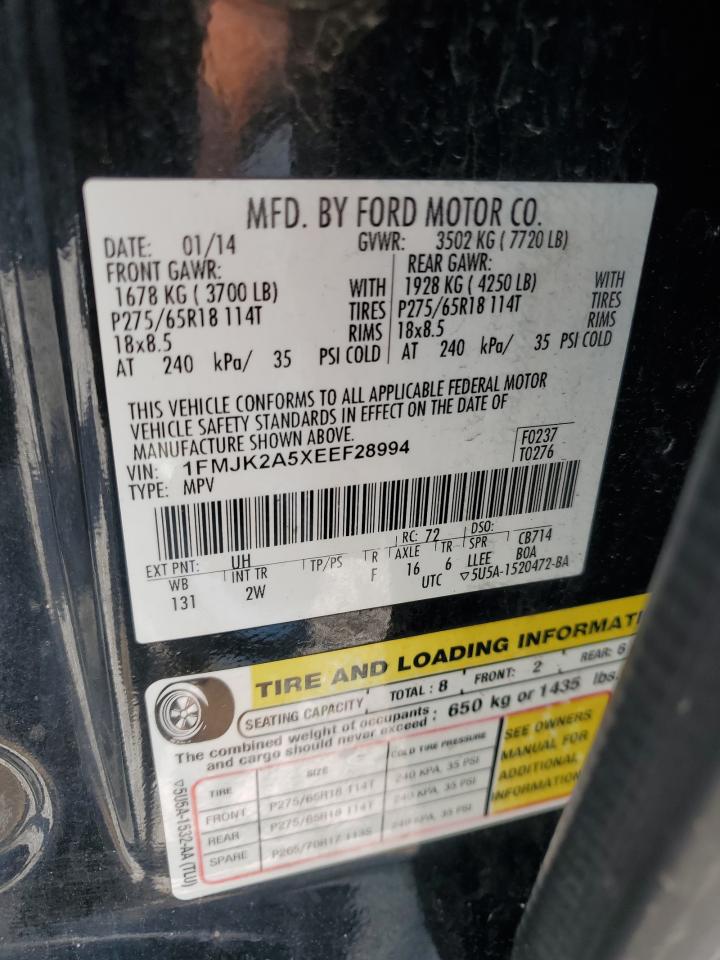 1FMJK2A5XEEF28994 2014 Ford Expedition El Limited