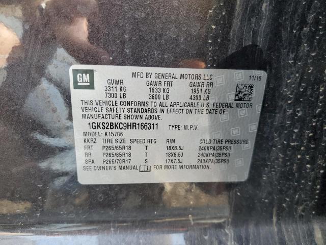 2017 GMC Yukon Slt VIN: 1GKS2BKC9HR166311 Lot: 54160574