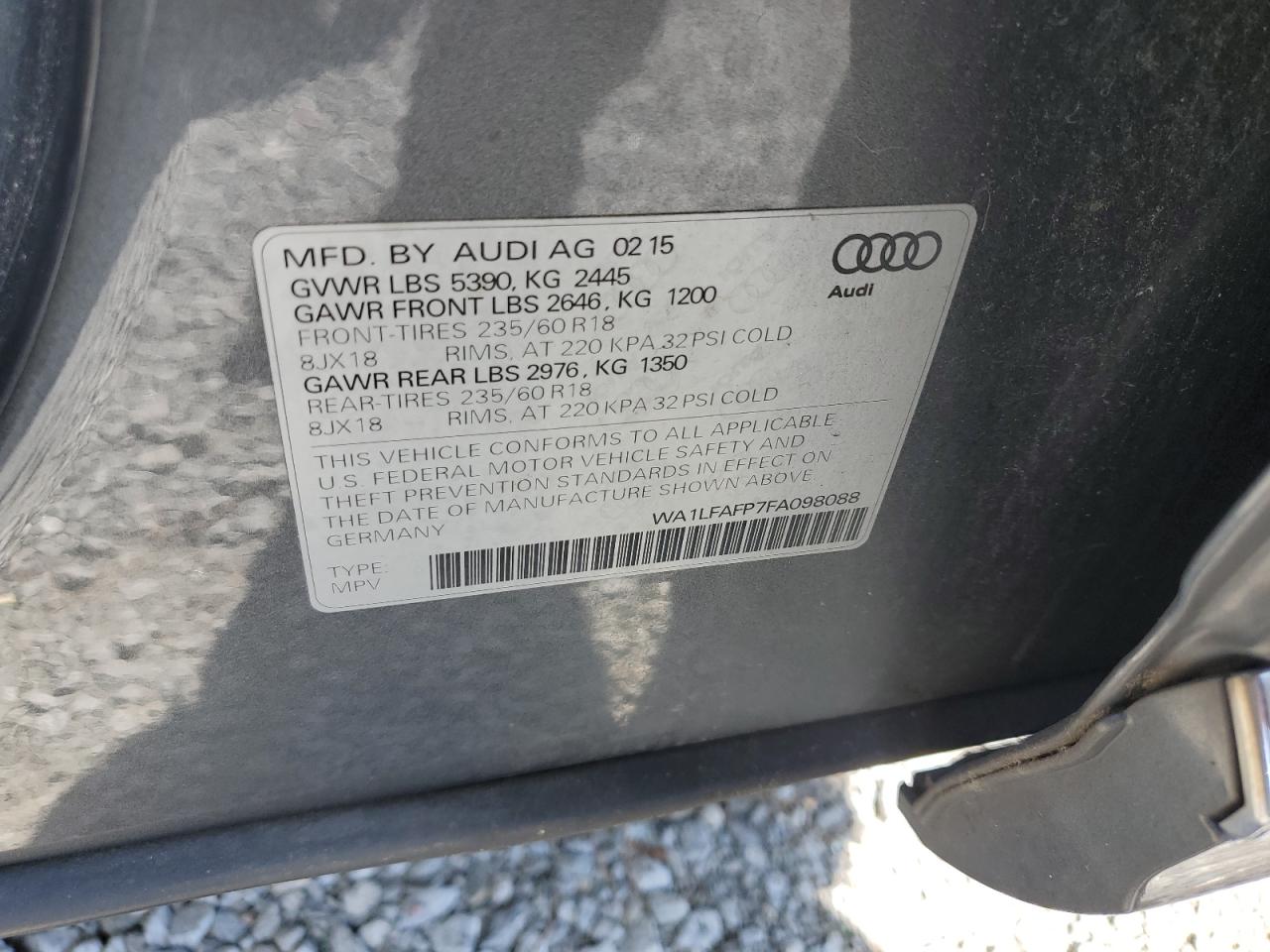 2015 Audi Q5 Premium Plus vin: WA1LFAFP7FA098088